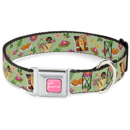 The Princess and the Frog TIANA Script Full Color Pink/White Seatbelt Buckle Collar - The Princess and the Frog Tiana's Place Collage Greens/Pinks Seatbelt Buckle Collars Disney   