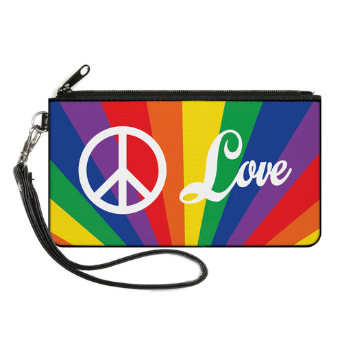 Canvas Zipper Wallet - SMALL - PEACE and LOVE Rainbow Rays Multi Color White Canvas Zipper Wallets Buckle-Down   