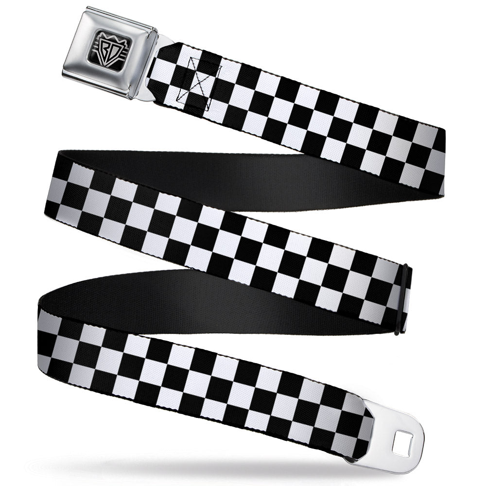 Buckle-Down - Black and White Checkered Seatbelt Belt