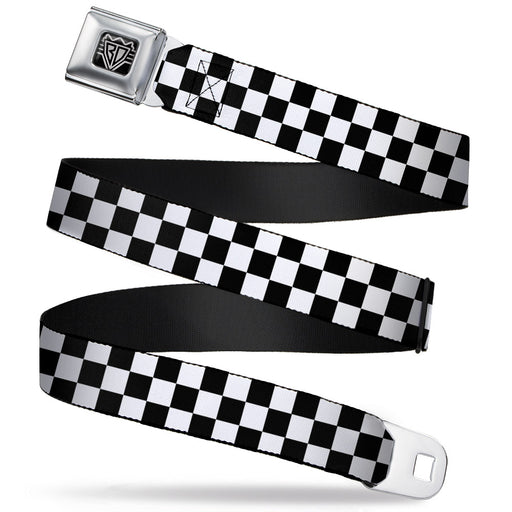Buckle-Down - Black and White Checkered Seatbelt Belt Seatbelt Belts Buckle-Down   