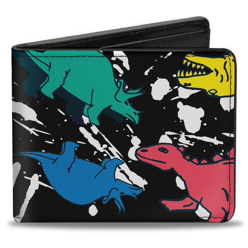Bi-Fold Wallet - Dinosaurs Paint Splatter Black White Multi Color Bi-Fold Wallets Buckle-Down   