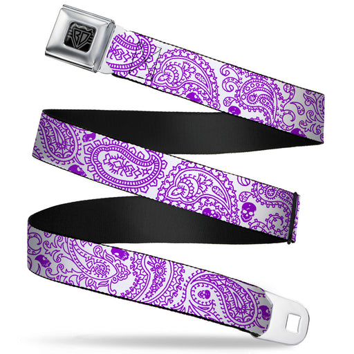 BD Wings Logo CLOSE-UP Full Color Black Silver Seatbelt Belt - Bandana/Skulls White/Purple Webbing Seatbelt Belts Buckle-Down   