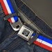 BD Wings Logo CLOSE-UP Full Color Black Silver Seatbelt Belt - Stripes Blue/White/Red Webbing Seatbelt Belts Buckle-Down   