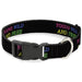 Plastic Clip Collar - YOUNG WILD AND FREE Outline Black/Multi Neon Plastic Clip Collars Buckle-Down   