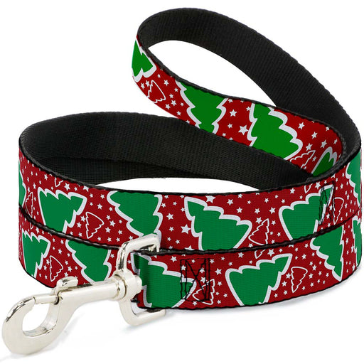 Dog Leash - Christmas Trees/Stars Red/White/Green Dog Leashes Buckle-Down   