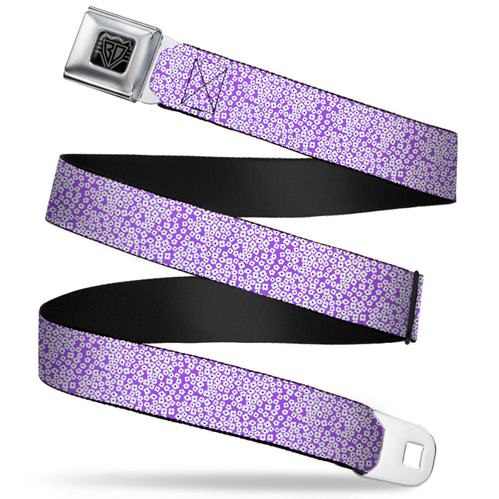 BD Wings Logo CLOSE-UP Full Color Black Silver Seatbelt Belt - Ditsy Floral Lavender/White/Black Webbing Seatbelt Belts Buckle-Down   