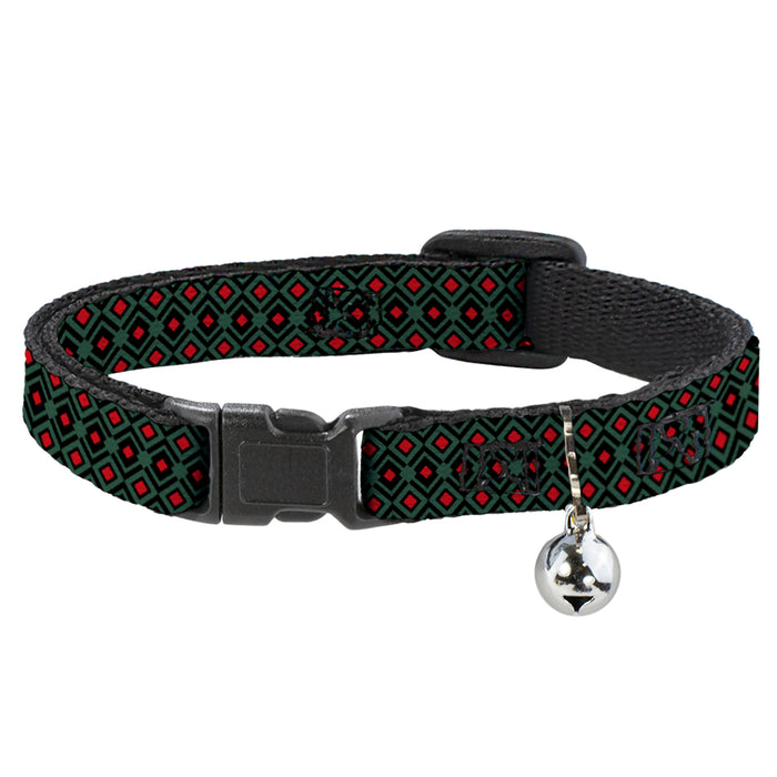 Cat Collar Breakaway - Geometric3 Black Forest Green Red Breakaway Cat Collars Buckle-Down   