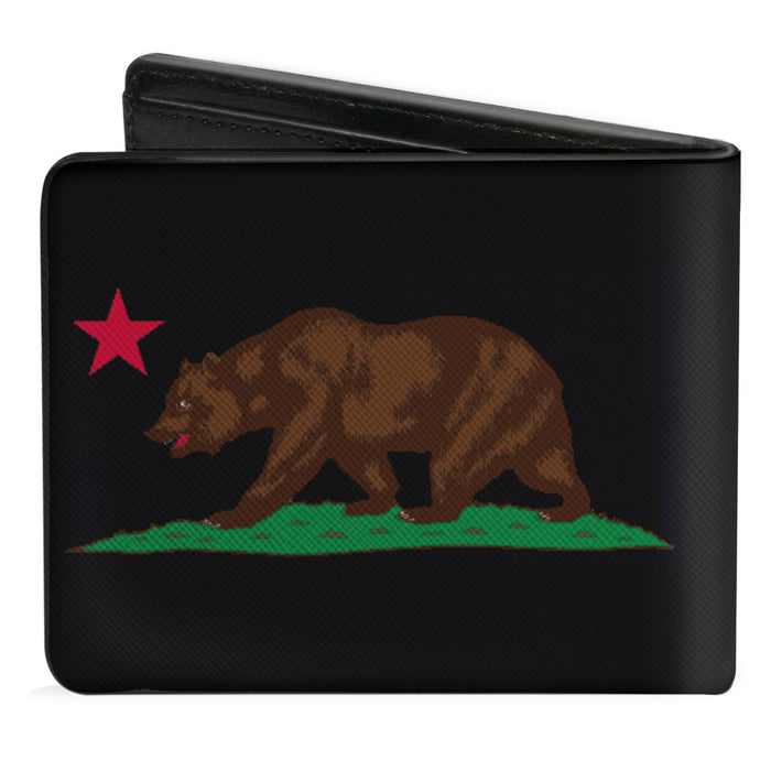 Bi-Fold Wallet - California Flag Bear Black Bi-Fold Wallets Buckle-Down   