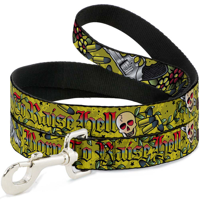 Dog Leash - Born to Raise Hell Yellow Dog Leashes Buckle-Down   