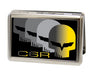 Business Card Holder - LARGE - C6 Racing w Skull Repeat FCG Black Yellow Silver Metal ID Cases GM General Motors   