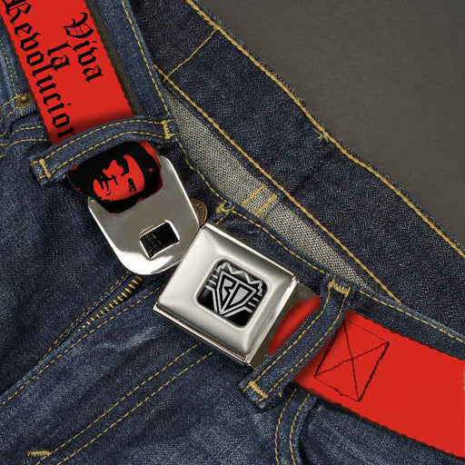 BD Wings Logo CLOSE-UP Full Color Black Silver Seatbelt Belt - Che Red/Black Webbing Seatbelt Belts Buckle-Down   