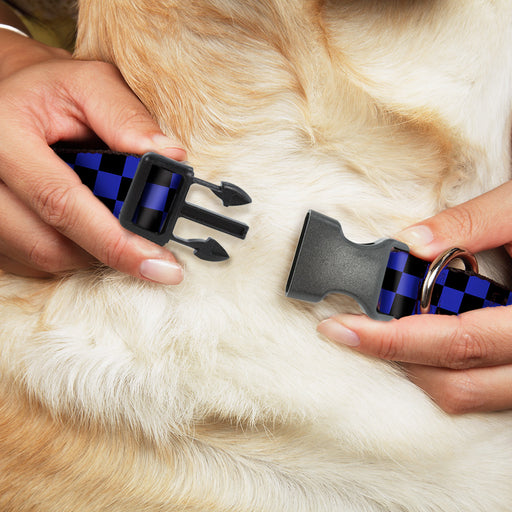 Plastic Clip Collar - Checker Black/Neon Blue Plastic Clip Collars Buckle-Down   