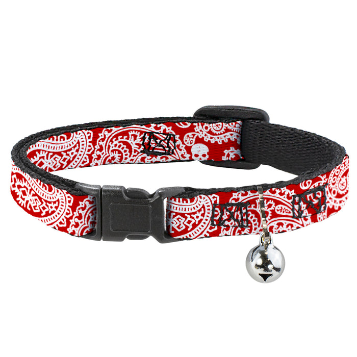 Cat Collar Breakaway - Bandana Skulls Red White Breakaway Cat Collars Buckle-Down   