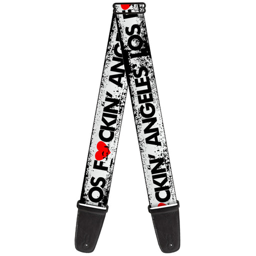 Guitar Strap - LOS F*CKIN' ANGELES Heart Weathered White Black Red Guitar Straps Buckle-Down   