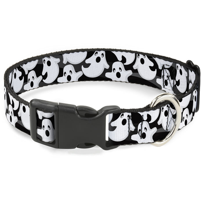 Plastic Clip Collar - Ghosts Scattered Black/White Plastic Clip Collars Buckle-Down   