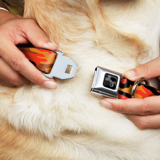 Dog Bone Black/Silver Seatbelt Buckle Collar - Camo Oranges/Black Seatbelt Buckle Collars Buckle-Down   