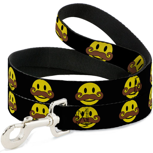 Dog Leash - Mustache Happy Face Black/Yellow/Brown Dog Leashes Buckle-Down   