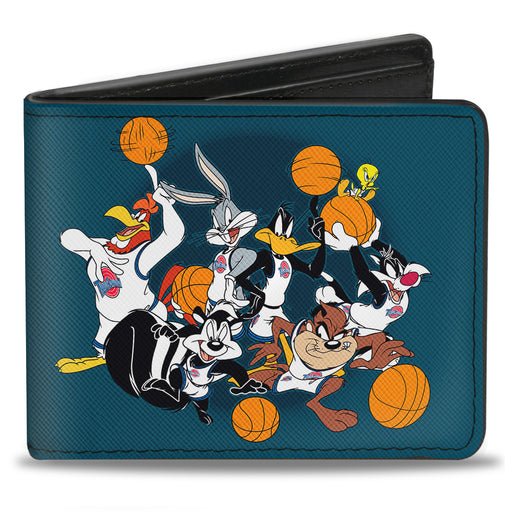 Bi-Fold Wallet - Space Jam Tunes Squad 7-Players Group Pose Galaxy Blues Bi-Fold Wallets Looney Tunes   