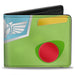 Bi-Fold Wallet - Toy Story Buzz Lightyear Chest Buttons Bounding Green Multi Color Bi-Fold Wallets Disney   