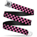BD Wings Logo CLOSE-UP Full Color Black Silver Seatbelt Belt - Checker Black/Pink Webbing Seatbelt Belts Buckle-Down   