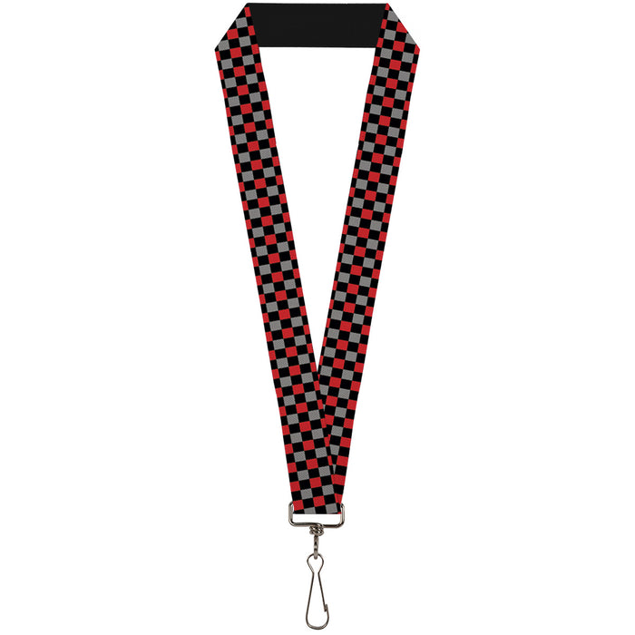 Lanyard - 1.0" - Mini Checker Black Gray 3 Red Lanyards Buckle-Down   