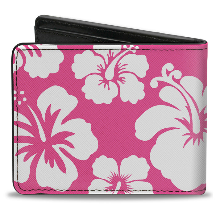 Bi-Fold Wallet - Hibiscus Neon Pink White Bi-Fold Wallets Buckle-Down   