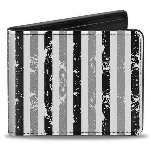 Bi-Fold Wallet - Vertical Stripes White Black Gray Bi-Fold Wallets Buckle-Down   