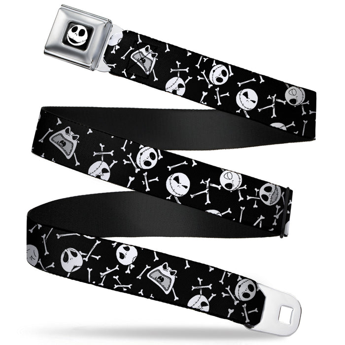 Jack Expression7 Full Color Seatbelt Belt - Jack Expressions/Bones Scattered Black/White Webbing Seatbelt Belts Disney   