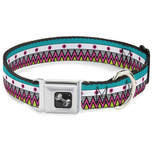 Dog Bone Seatbelt Buckle Collar - Aztec 14 Seafoam Green/White/Pink/Lime Green/Black Seatbelt Buckle Collars Buckle-Down   