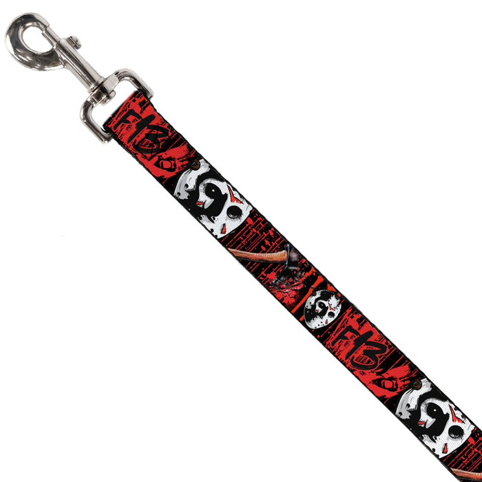 Dog Leash - FRIDAY THE 13th/Jason Mask4/Axe Blood Splatter Black/Red/White Dog Leashes Warner Bros. Horror Movies   