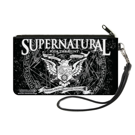Canvas Zipper Wallet - SMALL - SUPERNATURAL WINCHSTER BROTHERS Eagle Crest Black Gray White Canvas Zipper Wallets Supernatural   