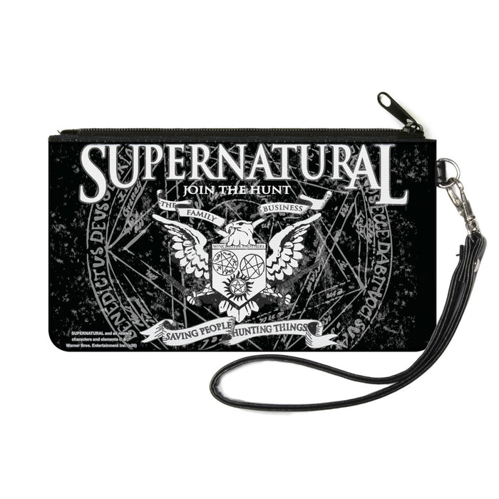 Canvas Zipper Wallet - SMALL - SUPERNATURAL WINCHSTER BROTHERS Eagle Crest Black Gray White Canvas Zipper Wallets Supernatural   