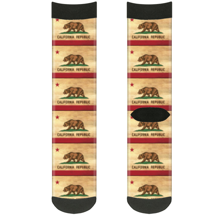Sock Pair - Polyester - California Flag Continuous Vintage - CREW Socks Buckle-Down   