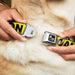 Dog Bone Seatbelt Buckle Collar - CAUTION Yellow/Black Seatbelt Buckle Collars Buckle-Down   