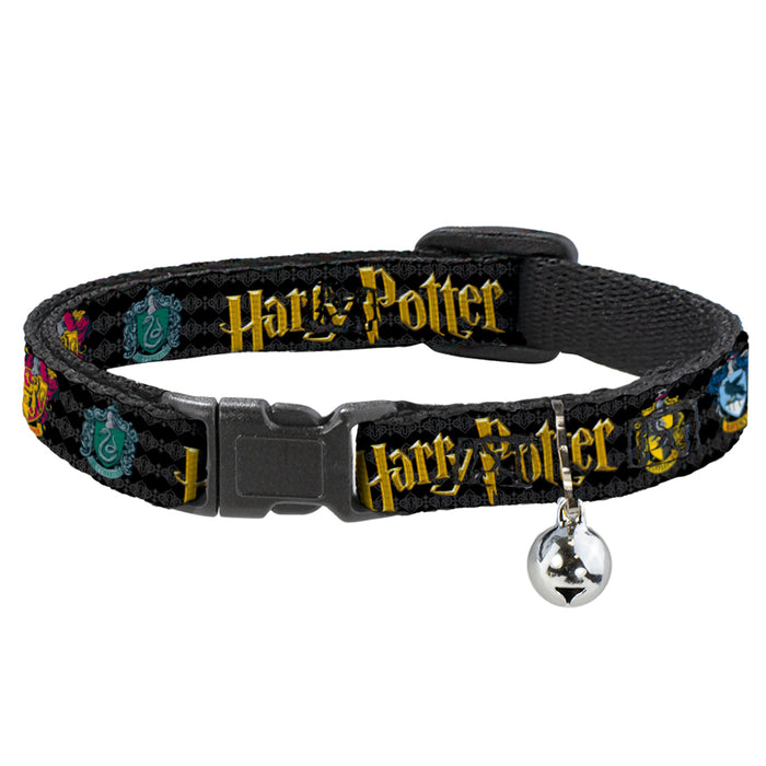 Cat Collar Breakaway with Bell - HARRY POTTER Hufflepuff/Ravenclaw/Gryffindor/Slytherin Coat of Arms Black Breakaway Cat Collars The Wizarding World of Harry Potter   