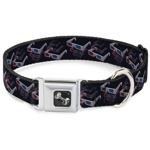 Dog Bone Seatbelt Buckle Collar - 3-D Glasses Black Seatbelt Buckle Collars Buckle-Down   