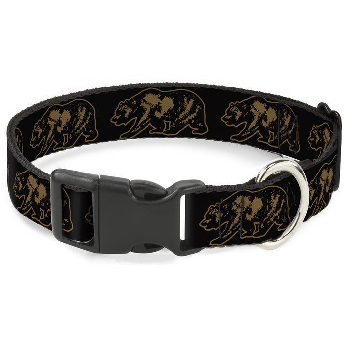 Plastic Clip Collar - California Grizzly Bear Outline Black/Brown Plastic Clip Collars Buckle-Down   