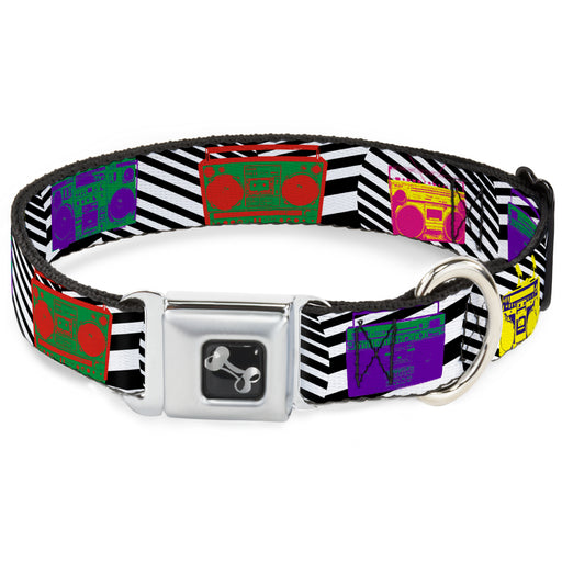 Dog Bone Seatbelt Buckle Collar - Eighties Boomboxes Seatbelt Buckle Collars Buckle-Down   