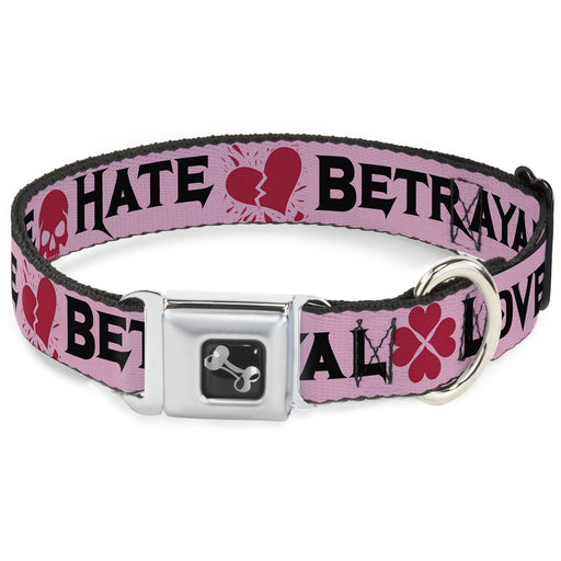 Dog Bone Seatbelt Buckle Collar - Love/Hate/Betrayal Pink/Black/Fuchsia Seatbelt Buckle Collars Buckle-Down   