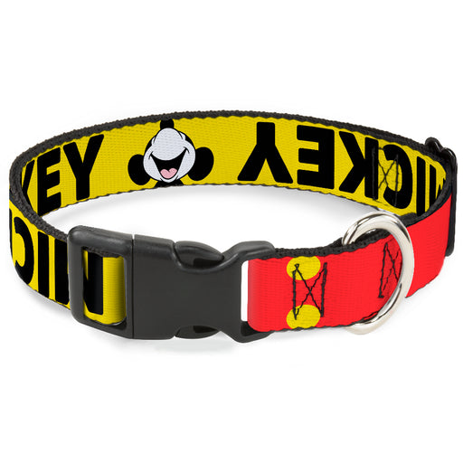 Plastic Clip Collar - MICKEY Smiling Up Pose Flip/Buttons Yellow/Black/Red Plastic Clip Collars Disney   