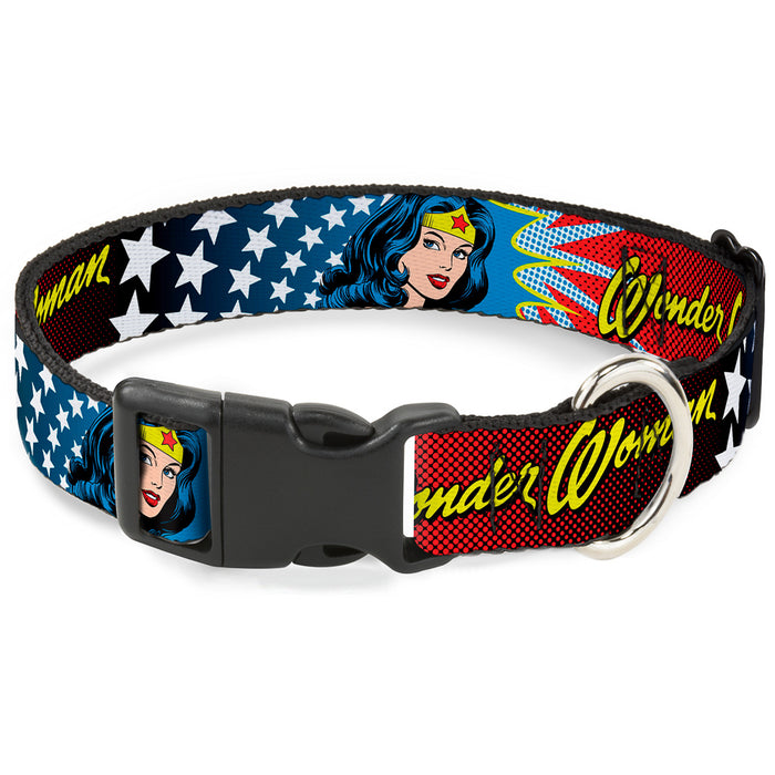 Plastic Clip Collar - Wonder Woman Face w/Stars Plastic Clip Collars DC Comics   