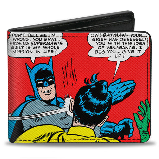 Bi-Fold Wallet - Batman Slapping Robin Scene Halftone Reds Bi-Fold Wallets DC Comics   