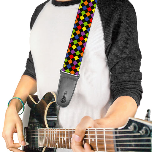 Guitar Strap - Diamonds Black Multi Neon Guitar Straps Buckle-Down   