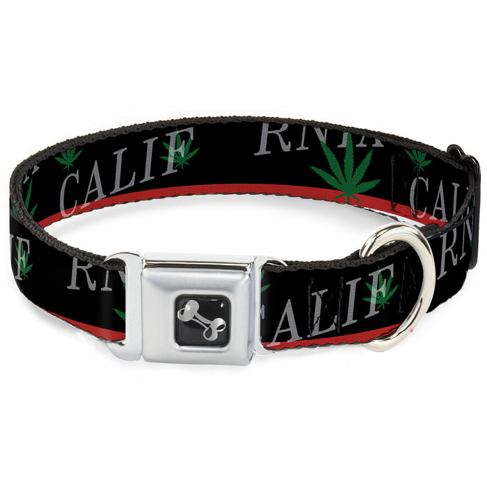Dog Bone Seatbelt Buckle Collar - CALIFORNIA/Pot Leaf Black/Red/Green/White Seatbelt Buckle Collars Buckle-Down   