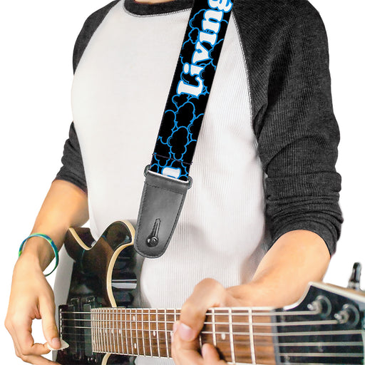 Guitar Strap - LIVING THE DREAM Black Blue White Guitar Straps Buckle-Down   