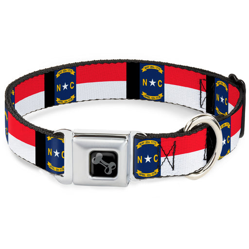 Dog Bone Seatbelt Buckle Collar - North Carolina Flag/Black Seatbelt Buckle Collars Buckle-Down   