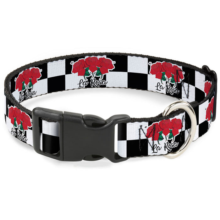 Plastic Clip Collar - Loteria LA ROSA Rose Checker Black/White Plastic Clip Collars Loteria   