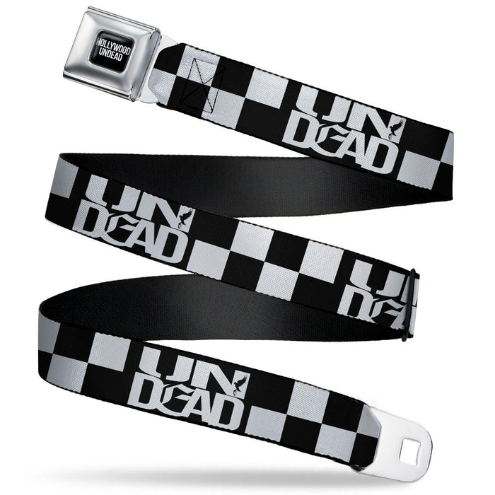 HOLLYWOOD UNDEAD Text Logo Full Color Black/White Seatbelt Belt - Hollywood Undead UNDEAD Checker Black/White Webbing Seatbelt Belts Hollywood Undead   