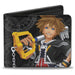 Bi-Fold Wallet - Kingdom Hearts Sora Pose Rings Black Grays Bi-Fold Wallets Disney   