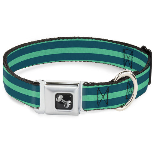 Dog Bone Seatbelt Buckle Collar - Stripes Pastel Green/Olive Seatbelt Buckle Collars Buckle-Down   
